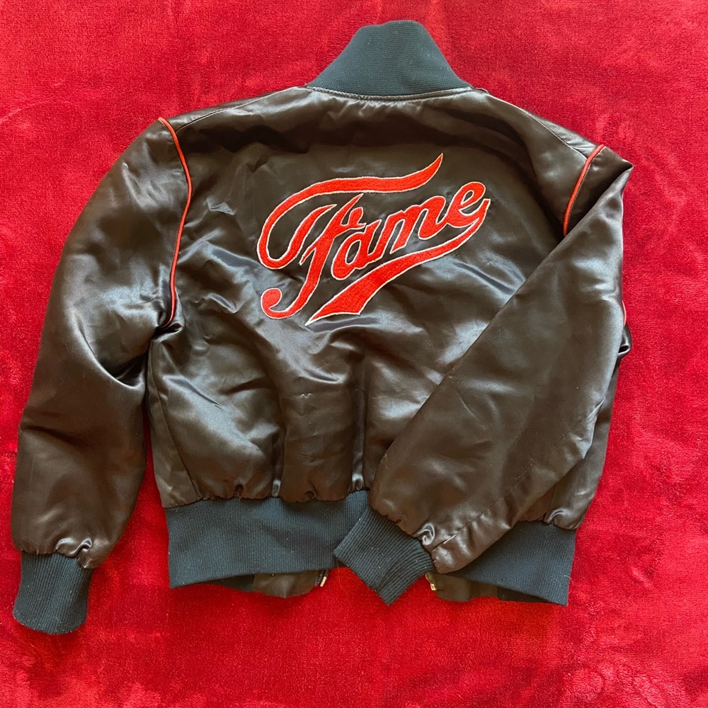 Vintage FAME Vinyl Black Bomber Jacket